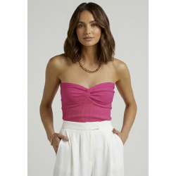 Strapless Sweetheart Ribbed Top--Pink