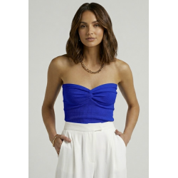 Top Strapless Canalé Sweetheart--Azul