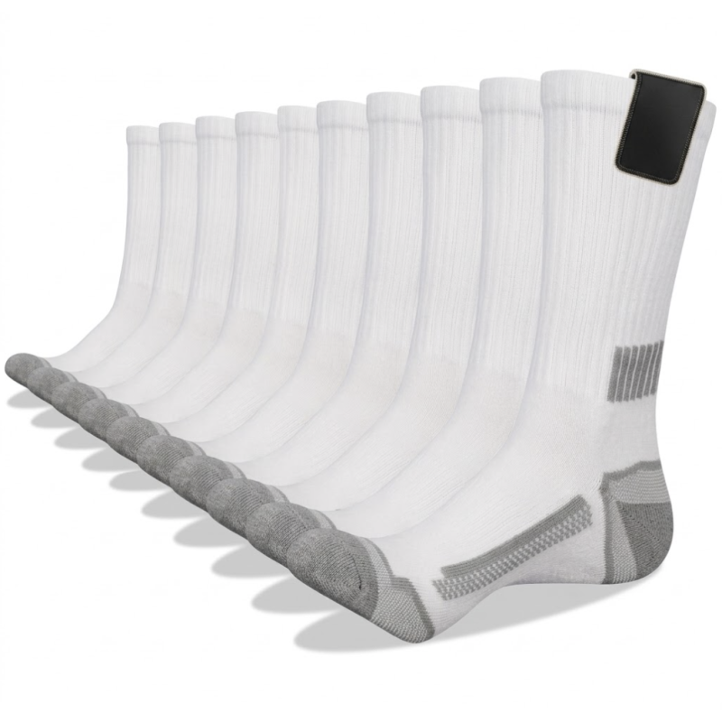 Premium Total Comfort Crew Socks White