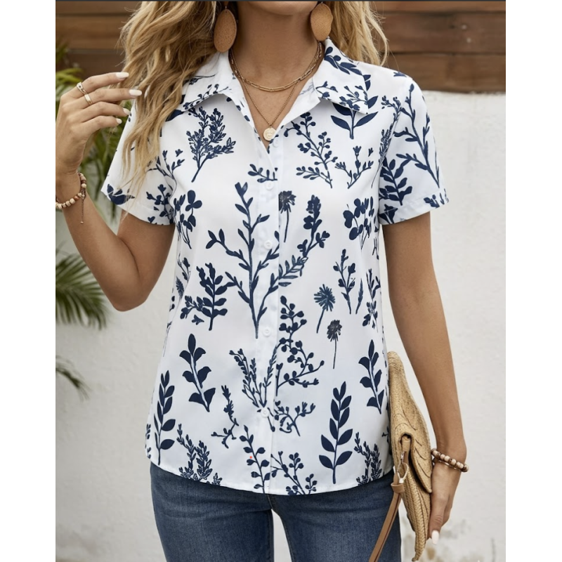 Blusa con Estampado de Hojas