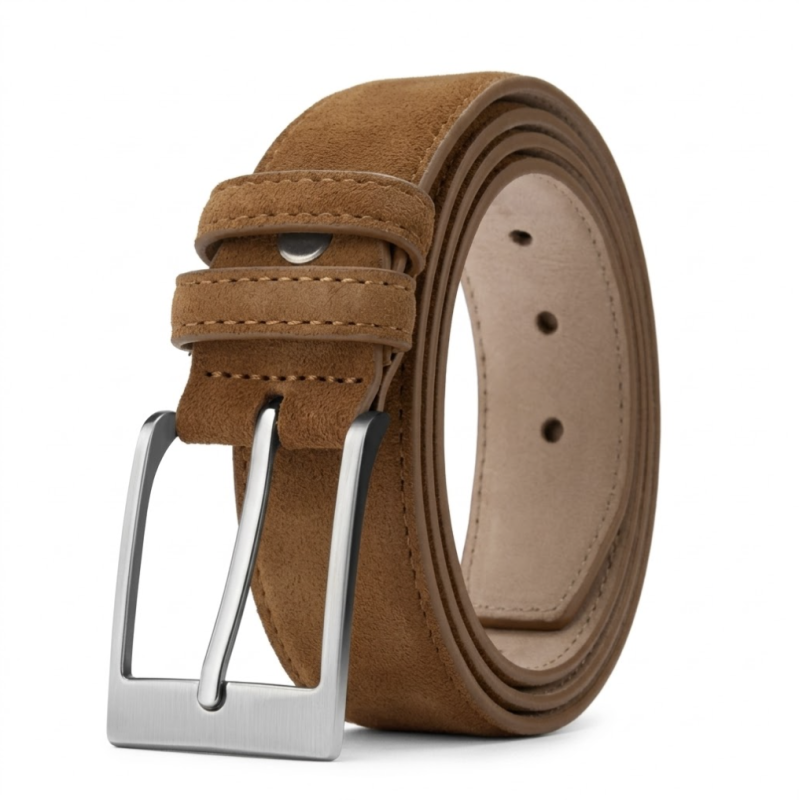 Cinturón de Cuero de Vaca--Marron Claro