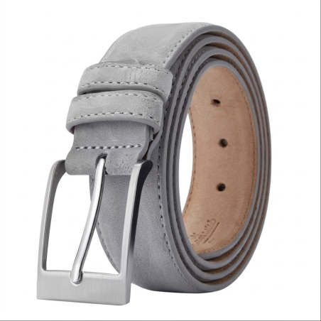 Cinturón de Cuero de Vaca--Gris Claro
