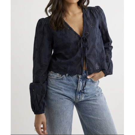 Blusa Encaje Ibiza--Azul Marino