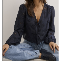 Blusa Encaje Ibiza--Azul Marino