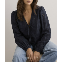 Blusa Encaje Ibiza--Azul Marino